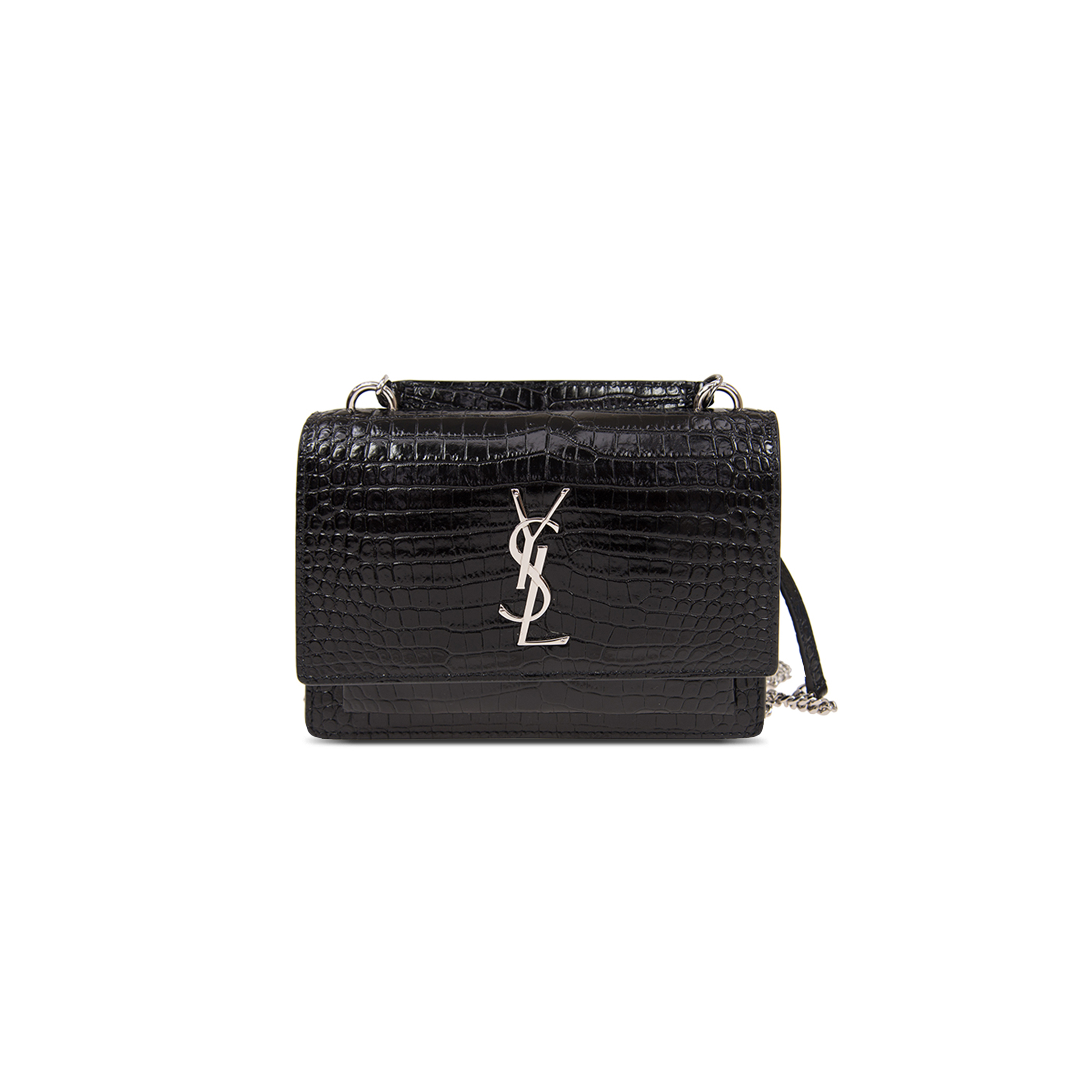 Y*L sunset chain wallet in crocodile-embossed shiny leather 533026dnd1n1000 (19*14*5.5cm)